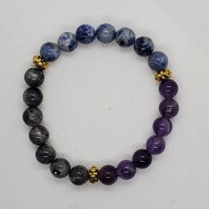 Amethyst, Sodalite, and Labradorite Bracelet.