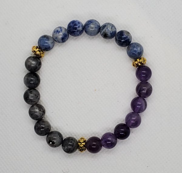 Amethyst, Sodalite, and Labradorite Bracelet.