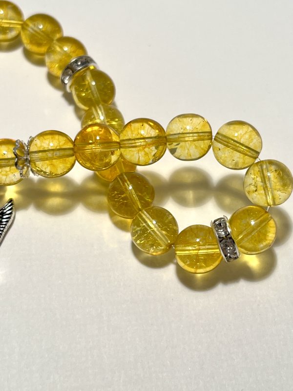 Citrine bracelet with Archangel Gabriel charm. Zoomed In.