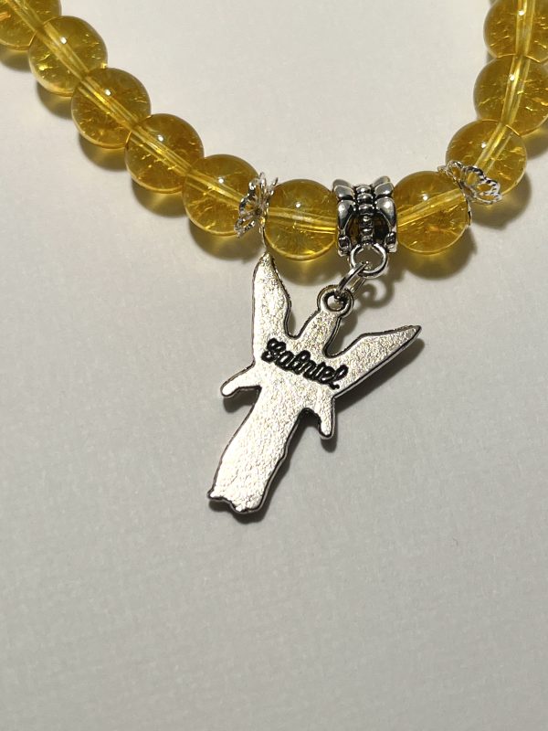 Citrine bracelet with Archangel Gabriel charm. Zoomed In.