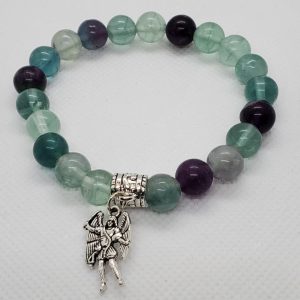 Green Fluorite bracelet with Archangel Michael charm.