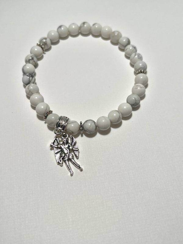 White Howlite bracelet with Archangel Michael charm.