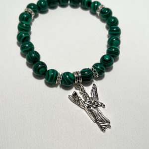 Malachite with Archangel Raphael charm bracelet.