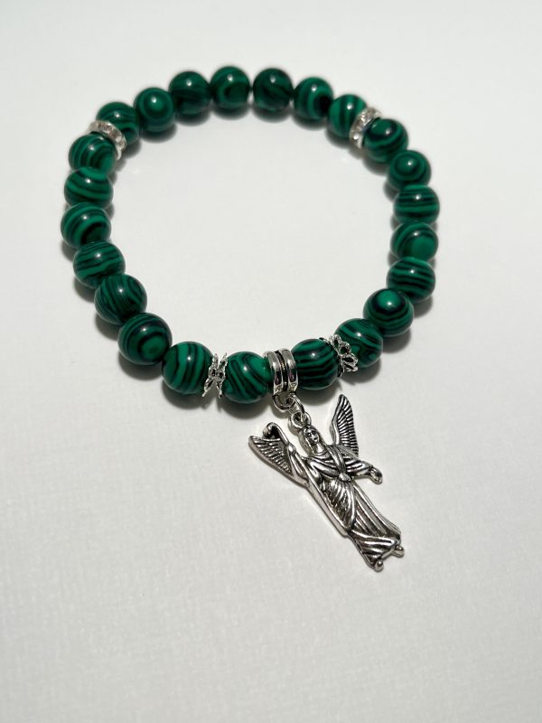 Malachite with Archangel Raphael charm bracelet.