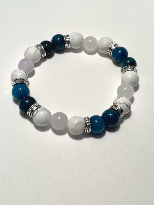 Apatite, Aquamarine, and Howlite bracelet.