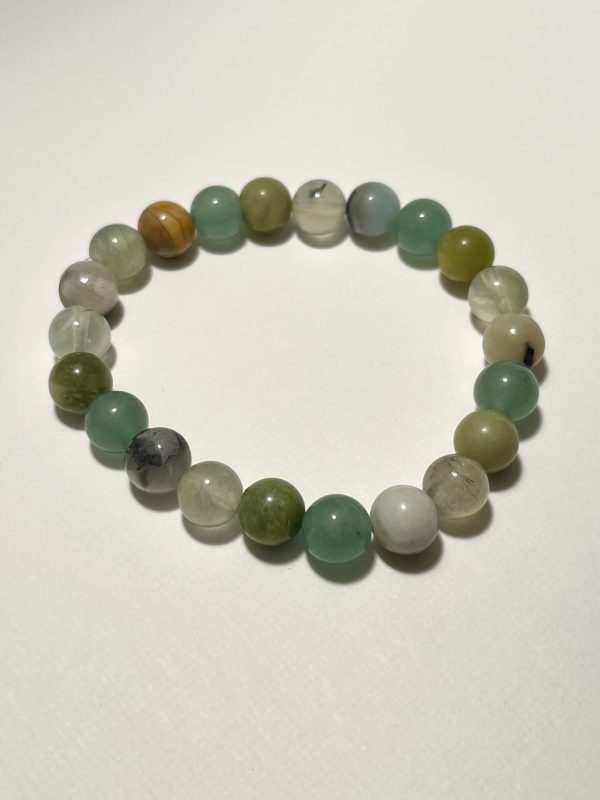 Green Jade, Amazonite, Prehnite, and Aventurine Bracelet.