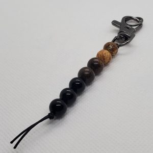 Black Onyx, Bronzite, and Picture Jasper Keychain.