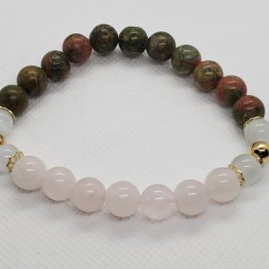 Selenite, Unakite, and Rose Quartz Bracelet.