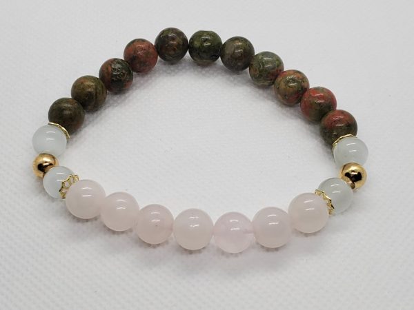 Selenite, Unakite, and Rose Quartz Bracelet.