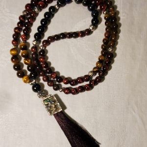 Red, Gold, and Blue Tiger's Eye Mala.