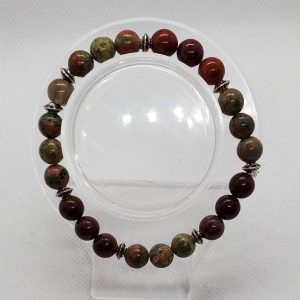 Unakite, Red Jasper, and Smokey Quartz Bracelet.