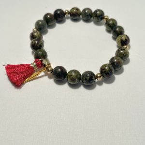 Dragon's Blood Stone Bracelet with tassel.