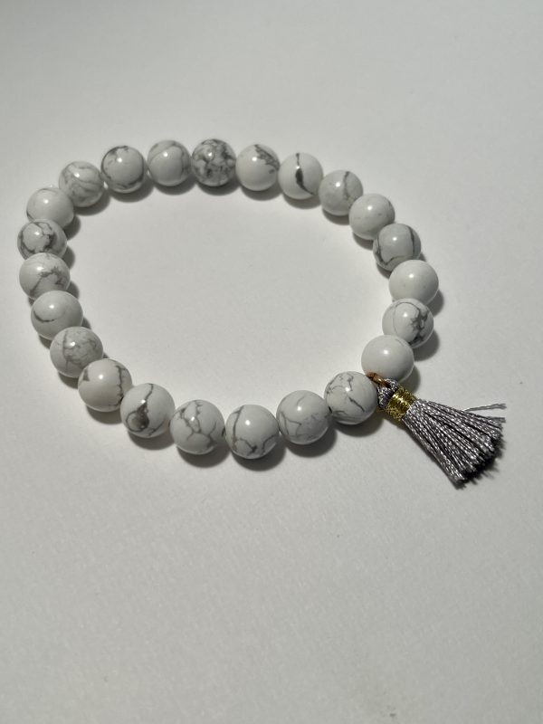 White Howlite with tassel bracelet.