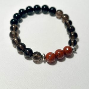 Red Jasper, Tourmaline, and Smokey Quartz Bracelet.