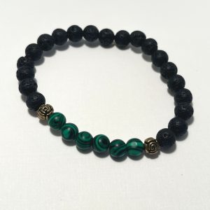 Lava Stone and Malachite Bracelet.