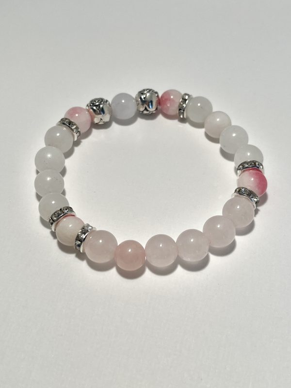 Pink Calcite, Aquamarine, Pink Tourmaline, and Rose Quartz Bracelet.