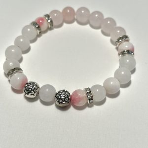 Pink Calcite, Aquamarine, Pink Tourmaline, and Rose Quartz Bracelet.