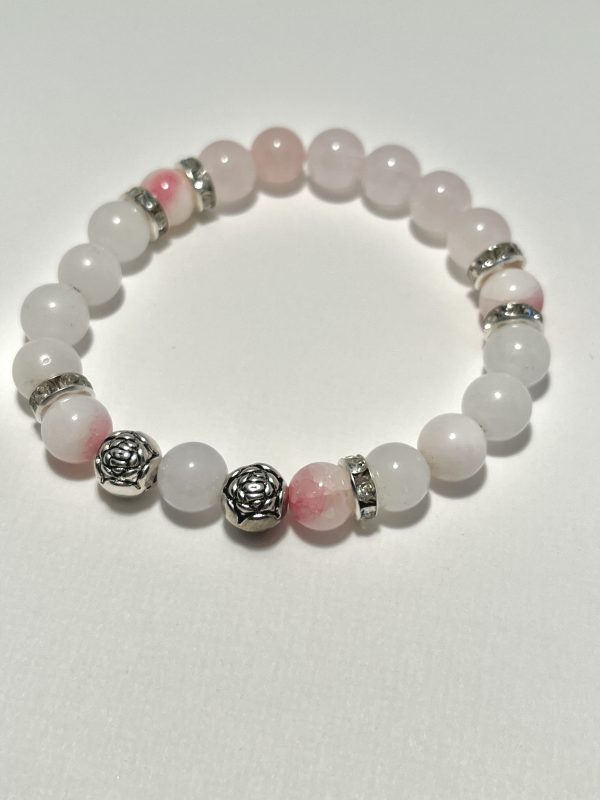 Pink Calcite, Aquamarine, Pink Tourmaline, and Rose Quartz Bracelet.