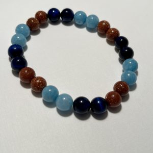 Sandstone, Blue Tiger's Eye, and Blue Chalcedony Bracelet.