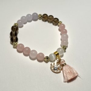 Selenite, Rose Quartz, Smokey Quartz, Aquamarine Bracelet