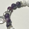 Amethyst and Howlite Bracelet with Charm. Zoomed In.