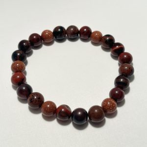 Sandstone, Red Tiger's Eye, Red Jasper, and Mahogany Obsidian Bracelet.