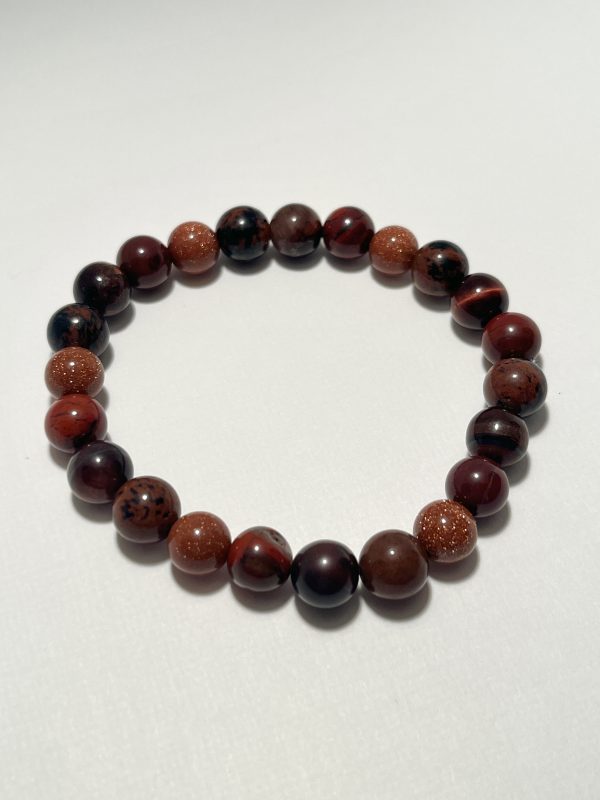 Sandstone, Red Tiger's Eye, Red Jasper, and Mahogany Obsidian Bracelet.