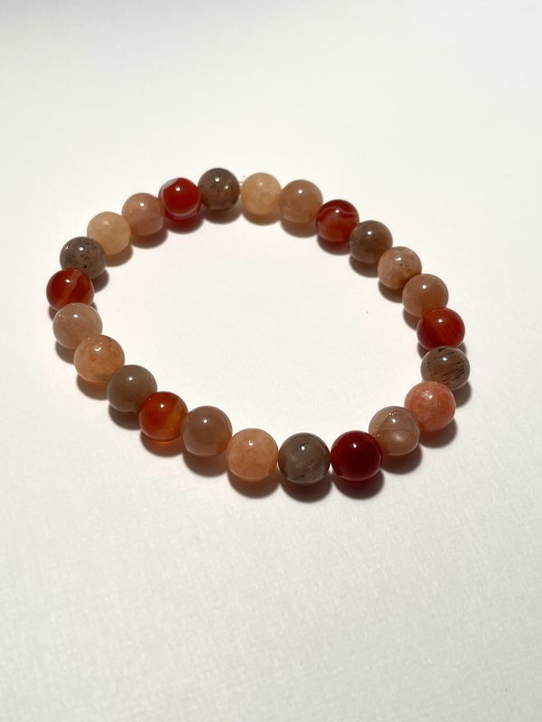 Orange Calcite, Peach Moonstone, Carnelian, and Sunstone Bracelet.