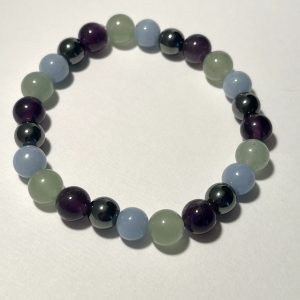 Amethyst, Angelite, Aventurine, and Hematite: Aquarius Energy Bracelet.