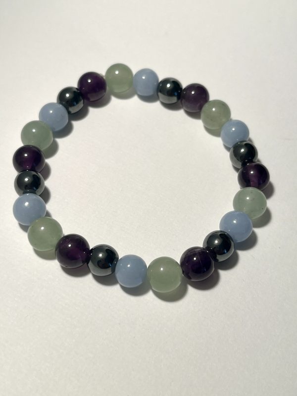 Amethyst, Angelite, Aventurine, and Hematite: Aquarius Energy Bracelet.