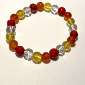 Citrine, Carnelian, Quartz and Red Jasper: Aries Energy Bracelet.