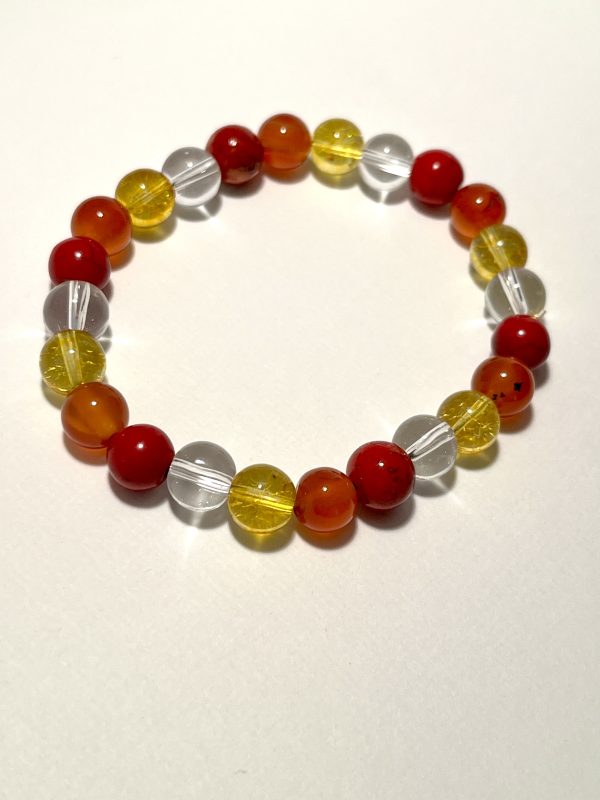 Citrine, Carnelian, Quartz and Red Jasper: Aries Energy Bracelet.