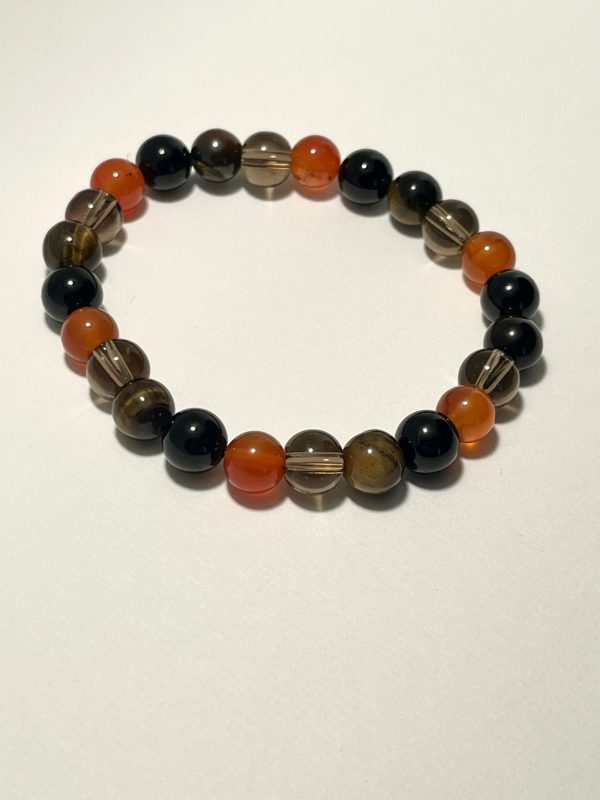 Carnelian, Smokey Quartz, Tourmaline, and Tiger's Eye: Capricorn Energy Bracelet.