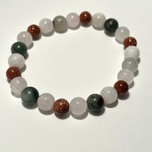 Sandstone, Rose Quartz, Moonstone, and Bloodstone: Libra Energy Bracelet.