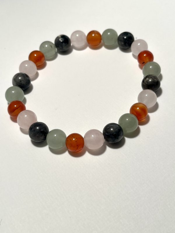 Carnelian, Laborite, Aventurine, and Rose Quartz: Taurus Energy Bracelet.