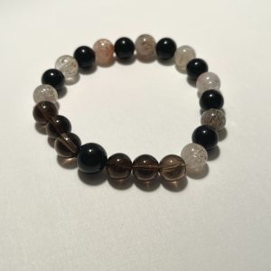 Obsidian, Hematite, and Blue Tiger's Eye Bracelet.