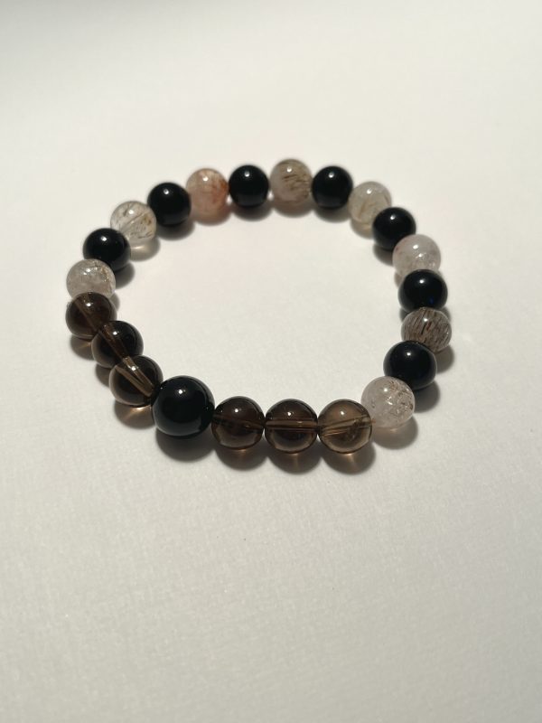 Obsidian, Hematite, and Blue Tiger's Eye Bracelet.